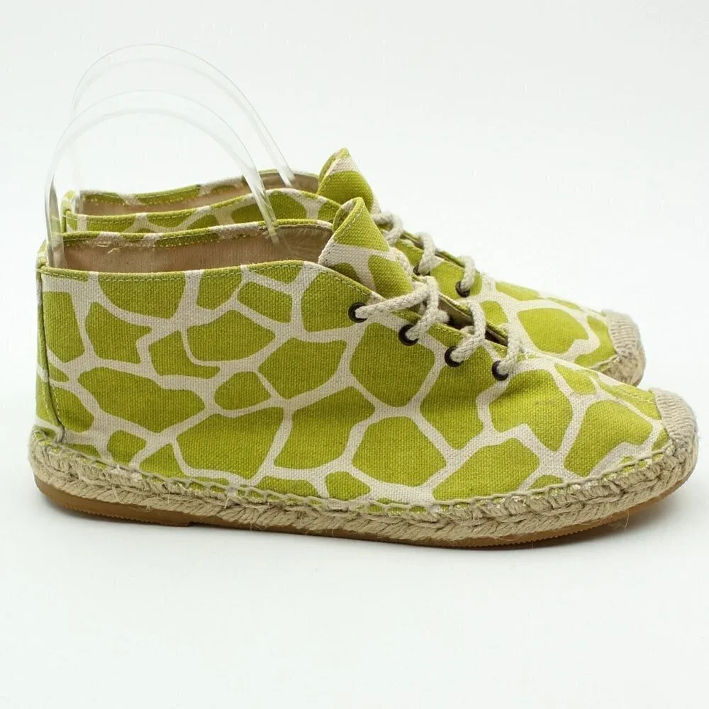 Bettye Muller Lime Green Animal Print Espadrille Shoes